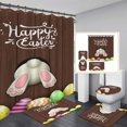 thumbnail image 4 of Waterproof Rabbit Easter Eggs Shower Curtain 4 Piece Bathroom Toilet Mat U-pad Set, 4 of 9