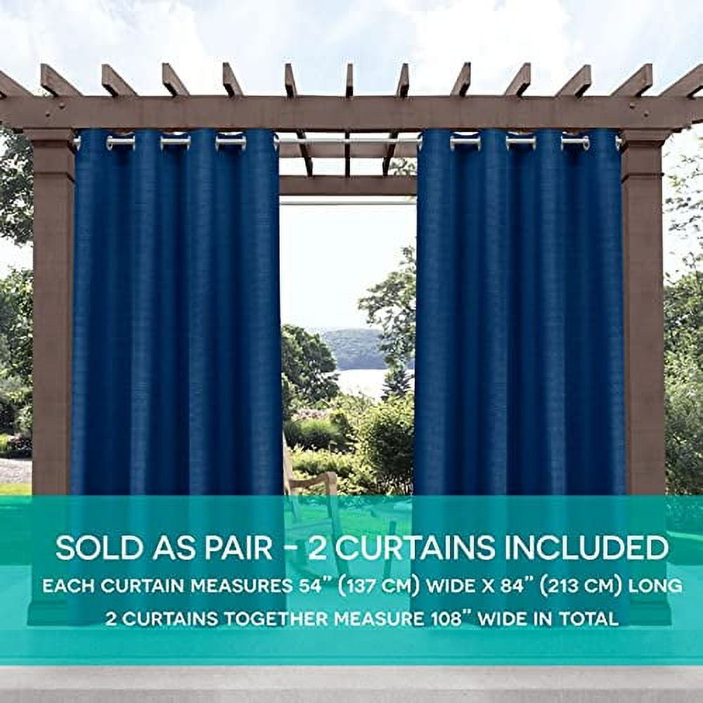 Exclusive Home Delano Heavyweight Textured Indoor/Outdoor Grommet Top Curtain Panel Pair, 54"x120", Azure