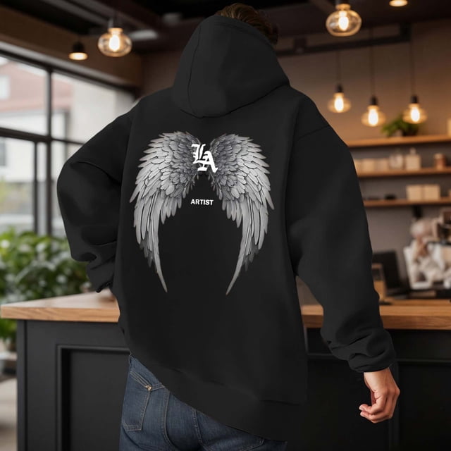 WILLBEST Sudadera con Capucha Informal con Estampado De Ángel De Invierno, Sudadera con Forro Suave y Bolsillo Frontal para Exteriores, Ropa De Calle Cómoda XXXGrande