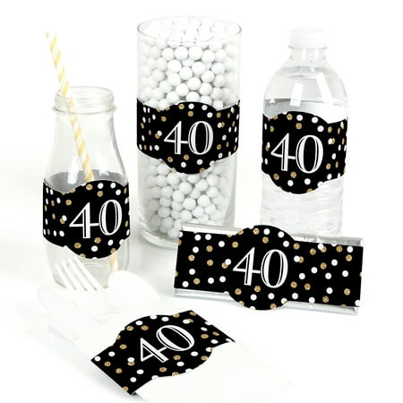 Adult 40th Birthday - Gold - DIY Birthday Party Wrapper Favors - Set of