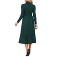 thumbnail image 3 of INSPIRE CHIC Women's Pleated Knit Dress Long Sleeve Turtleneck Business Casual Sweater A-Line Midi Dresses Fall Winter Outfits M Dark Green, 3 of 6