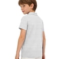 thumbnail image 5 of Dwellite Polo Shirts for Kids Short Sleeve School Uniform Summer Active Striped Tops Back to School 2-13 Years Gray 160, 5 of 7