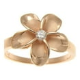thumbnail image 3 of Pink rose gold plated 925 sterling silver 15mm Hawaiian plumeria flower ring cz size 8, 3 of 4