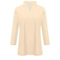 thumbnail image 3 of Womens 3/4 Sleeve Tops V Neck Work Shirts Dressy Casual Blouses Three Quarter Length Tunic Tops Turtle Neck T Shirts for Women Athletic Wear for Woman Athletic Short Sleeve Shirt Women Women Running T, 3 of 4