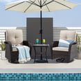 thumbnail image 3 of MeetLeisure 3-Piece Wicker Outdoor Conversation Set, Including 2 Swivel Rocking Chairs and 1 Wicker Side Table (Brown/Beige), 3 of 11