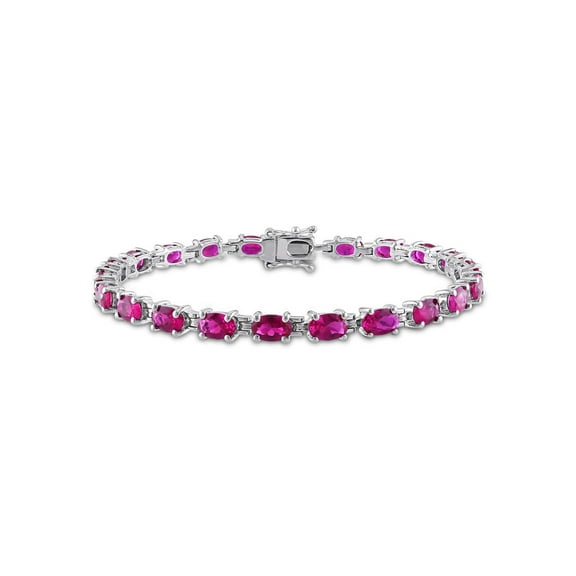 16.50 Carat (Ctw) Lab-Created Ruby Bracelet in Sterling Silver (7 inches) for Women