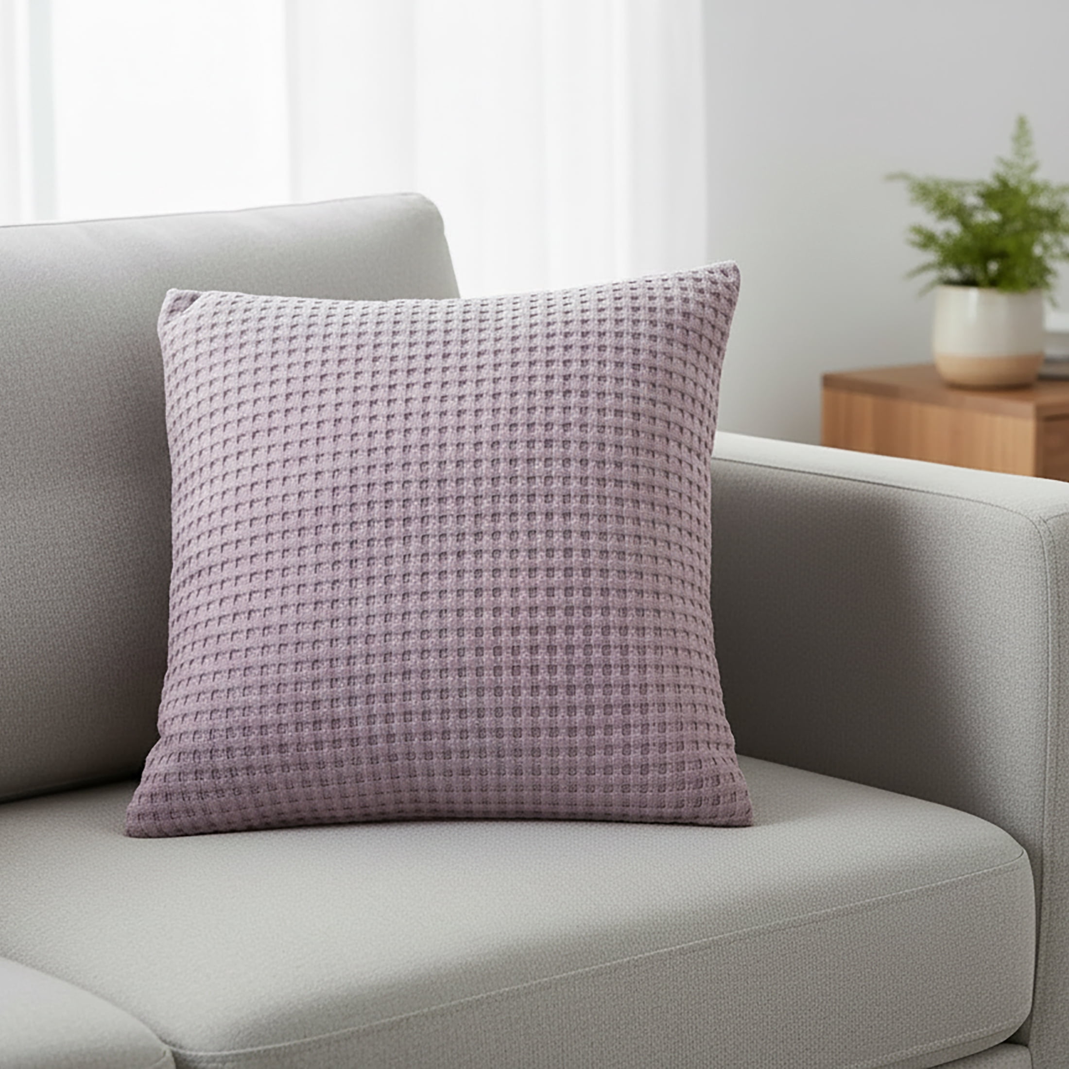 Mainstays Waffle Knit Pillow, 18" x 18", Purple