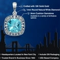 thumbnail image 2 of Gem Stone King 10K White Gold Swiss Blue Topaz and Diamond Accent Pendant Necklace for Women | 2.75 Cttw | Gemstone Birthstone | 8MM Cushion, 2 of 6