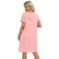 thumbnail image 3 of WBQ Womens Nightgowns Short Sleeve Nightshirt Round Neck Sleep Shirt Comfy Nightdress, 3 of 6