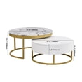 thumbnail image 7 of EUROCO 31.5" Round Nesting Coffee Table with 2 Drawers,Gold Metal Frame,White, 7 of 7