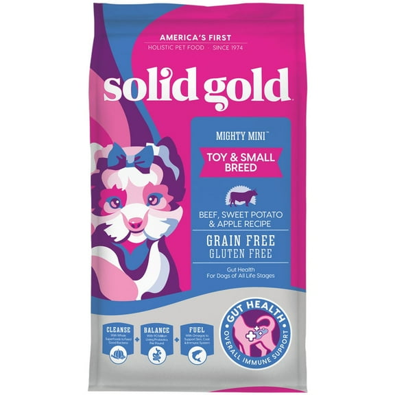 Solid Gold Mighty Mini Dog Food for Toy & Small Breeds, Grain Free, Beef, 11lb