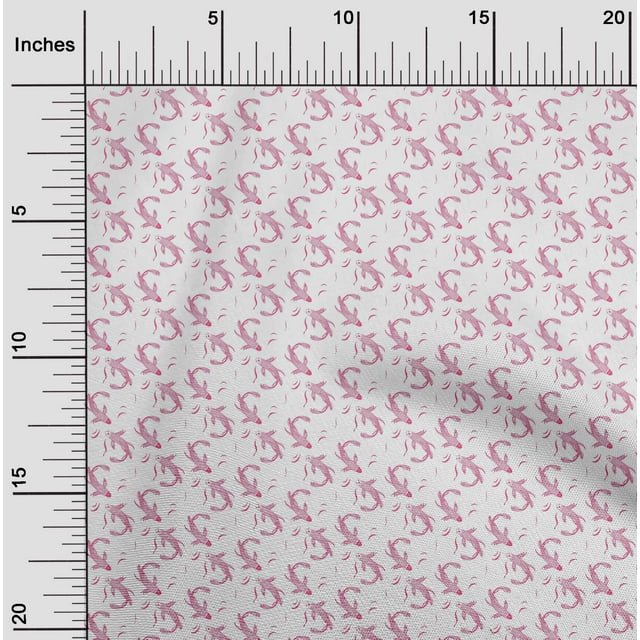 oneOone Georgette Viscose Pink Fabric Koi Fish Ocean Craft Projects Decor Fabric Printed By The Yard 42 Inch Wide