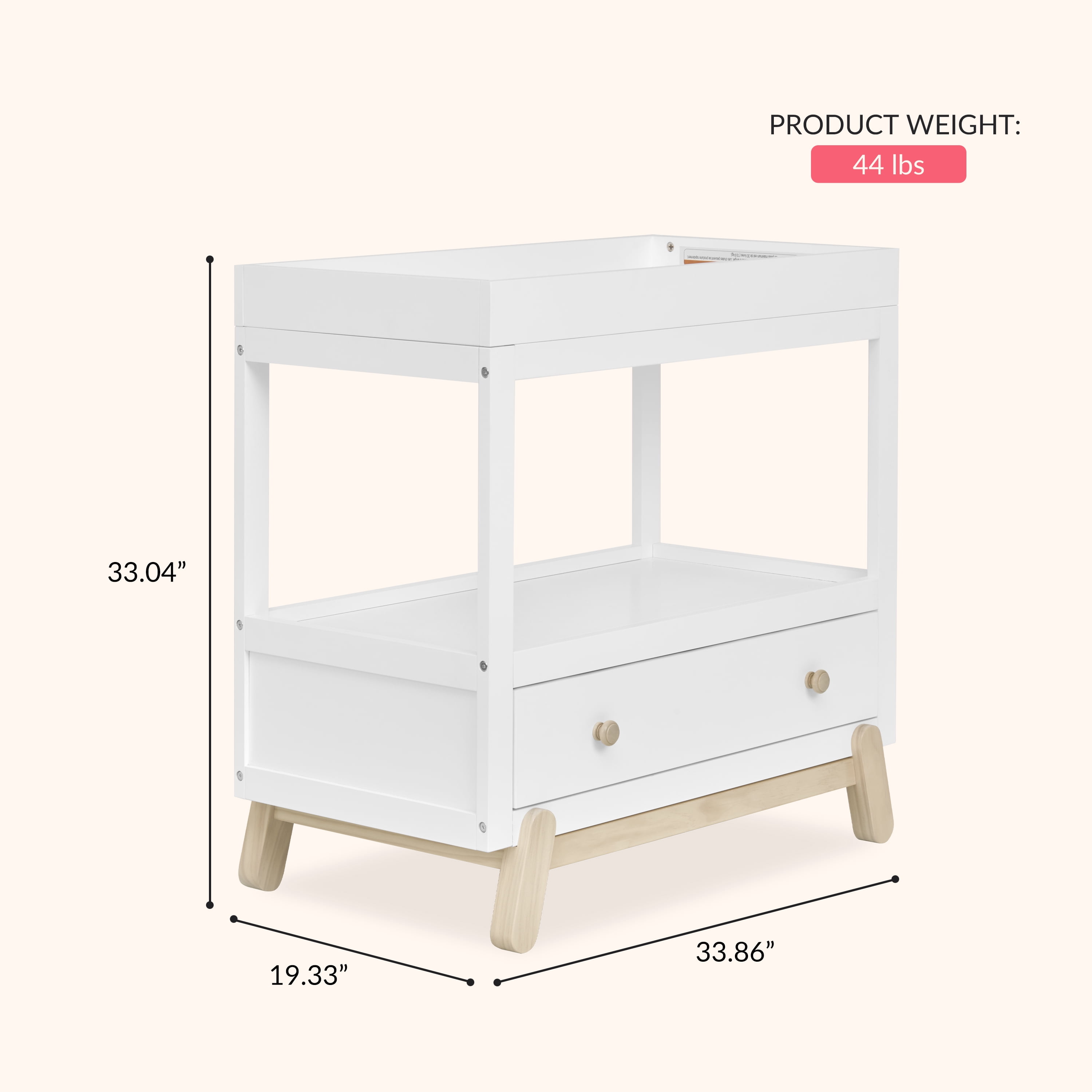 Dream On Me Hygge Changing Table, Matte Black Vintage White Oak