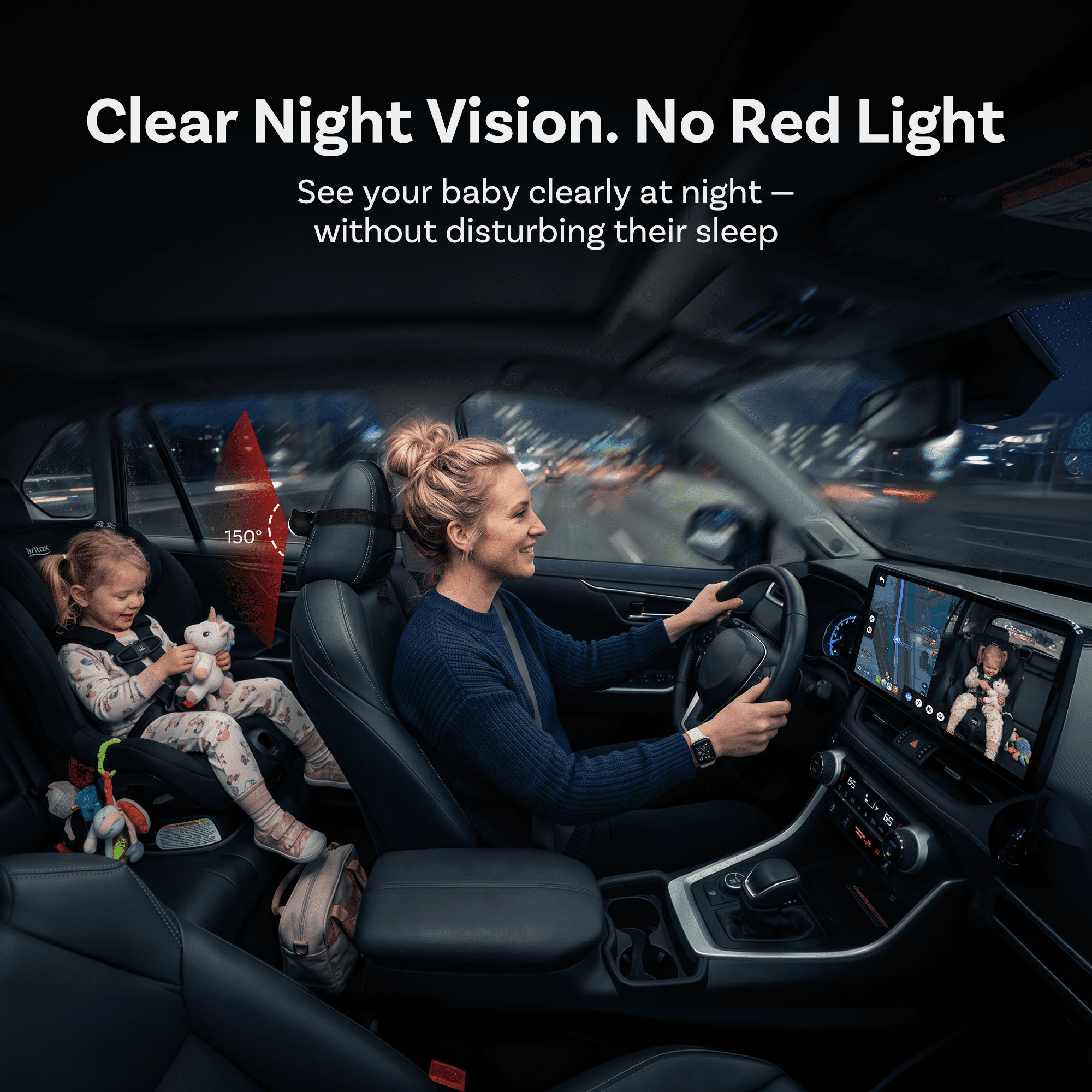 Ottocast Cabin Care Wireless CarPlay Adapter with 1080P Rear Seat Baby Camera and Night Vision, 150° Wide Angle, Real-Time Rear Seat View, Easy Installation