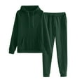 thumbnail image 2 of Dwralegc Sweatsuits for Women Long Sleeve Fleece Pullover Hoodies Casual Wide Leg Drawstring Sweatpants Sport Lounge Winter Sweatsuit with Pockets Dark Green S, 2 of 7