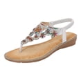 thumbnail image 2 of IUJSOY Flip Flops for Women Bohemian Rhinestone Gladiator Sandals Elastic Ankle Strap Flats Shoes, 2 of 9
