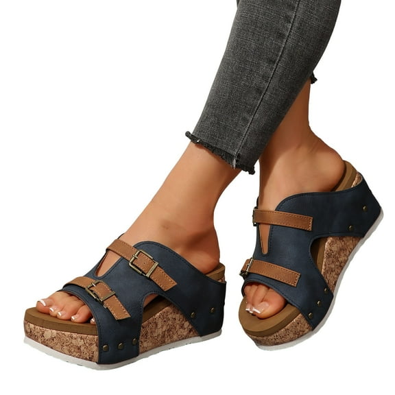 Chunky Platform Wedge Sandals for Women 2025 Fashion Casual Beach Open Toe Slides Dressy Slip on Summer Shoes