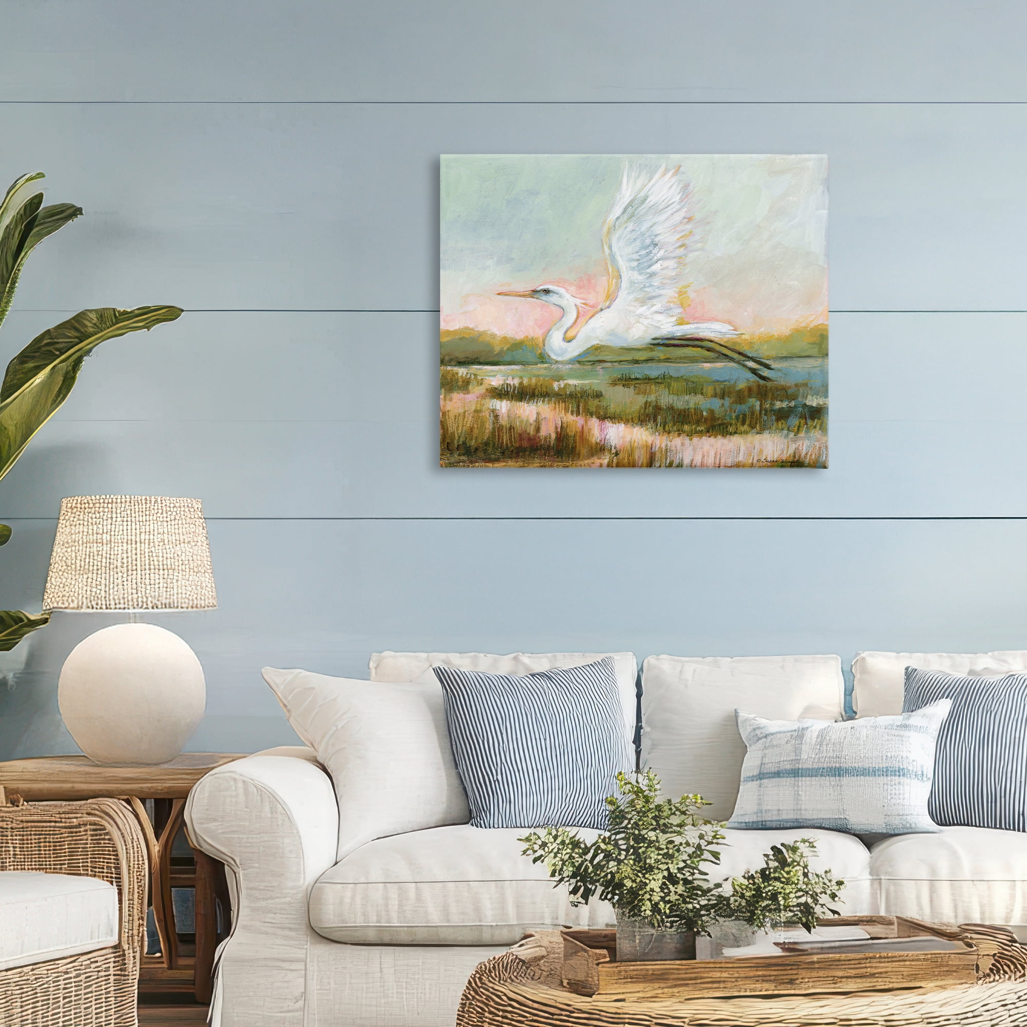 Stupell Industries White Heron Flying Canvas Wall Art, design by Susan Winget