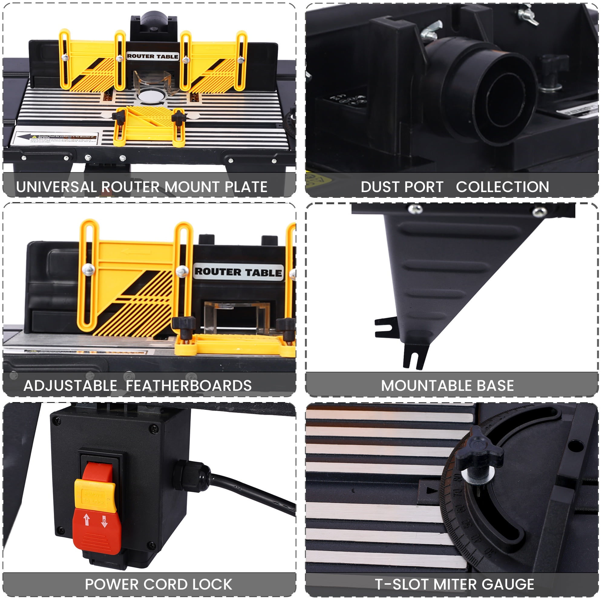 Router Table, Electric Router Table for Woodworking, Compact Benchtop Table with Heavy-Duty Aluminum Construction, Craftsman Table for Precision Cutting