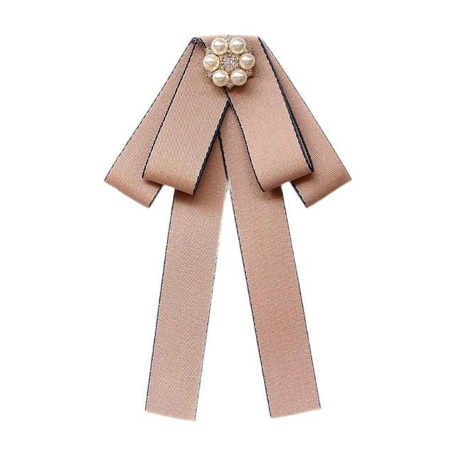Cinta de la corbata del lazo del lazo para mujeres Joyas de moda Joya del cuello Broche Broche Pin pre atado Bowtie para la de fiesta Camisa Caqui
