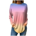 thumbnail image 2 of Women's Gradient Printed Tunic Tops Casual Long Sleeve Shirts Round Neck Pullover, 2 of 6