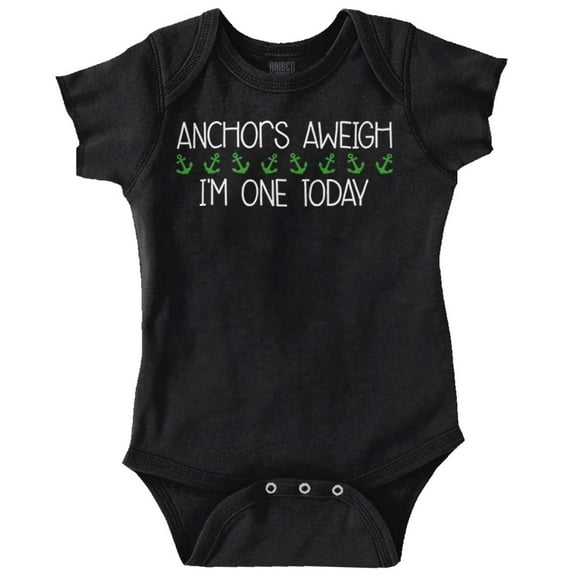 Anchors Away I'm 1 Today Pirate Bday Romper Boys or Girls Infant Baby Brisco Brands 12M