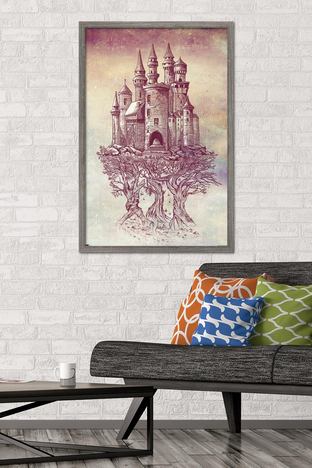 Rachel Caldwell - Castle in Trees Wall Poster, 22.375" x 34" Framed