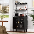 thumbnail image 5 of 58” Pantry Cabinets with Microwave Shelves, Small Kitchen Pantry Storage Cabinet with Adjustable Shelves for Kitchen, Dining Room, Living Room Use (Black), 5 of 7