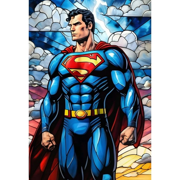 DIY Diamond Art Painting Kits for Adults Full Drill Superman Gem Art Kits with Crystal Rhinestone Paint with Diamond for Home Wall Decor(12"x16")