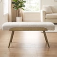 thumbnail image 3 of Dayalane 35.5" Mid-Century Modern Boucle Upholstered Bench, Tufted Ottoman Accent Bench with Solid Wood Trim, Bronze Metal Legs for Entryway, End of Bed, Beige, 3 of 13