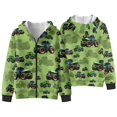 thumbnail image 4 of Uorisanigo Boys Girls Zip Up Hoodie Sweatshirt with Pockets Fashion Boys Girls School Long Sleeve Hoodies Green Tractor Print Sweater Fall Winter Clothes, 4 of 7