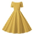 thumbnail image 4 of Tumotour Summer T-Shirt Dress for Women's Flowy Pleated A-Line Dress Lapel Short Sleeve Mid-Length Plaid Beach Sundress, 4 of 7