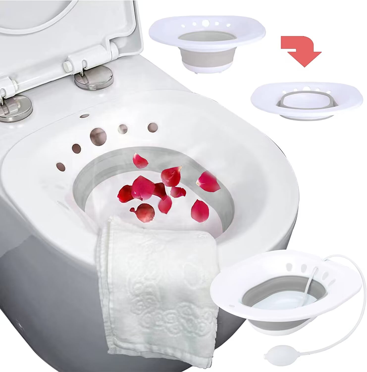 Raincol Foldable Squat Free Sitz Bath,Sitz Bath for Toilet Hemorrhoids