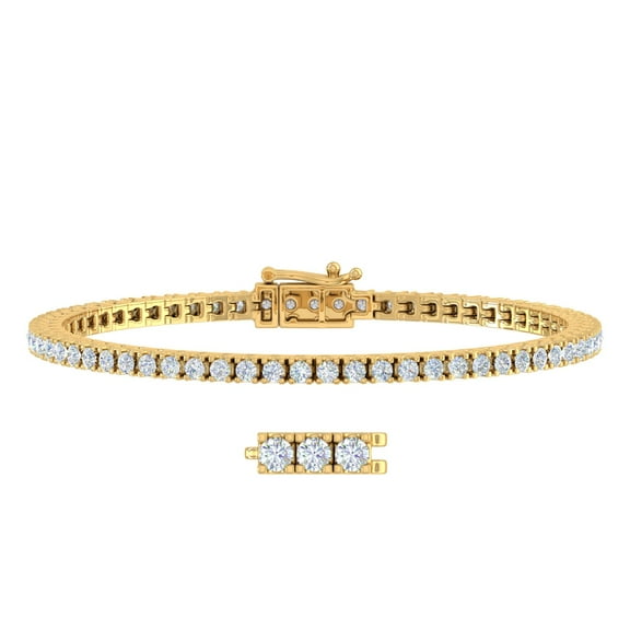 2.77 Carat Diamond Tennis Bracelet in 10K Yellow Gold - IGI Certified (5.5 Inch)