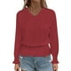 thumbnail image 2 of Ailaofu Womens Tops V Dressy Casual Neck Long Sleeve Shirts Buttons Business Casual Tops, 2 of 6