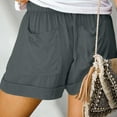 thumbnail image 6 of Women's Shorts Plus Size Casual Summer Beach Drawstring With Pockets Loose Cute Vacation Trendy Cargo Gym Bike Pull On Jogger Dark Gray Bottoms Sizes 5XL, 6 of 7