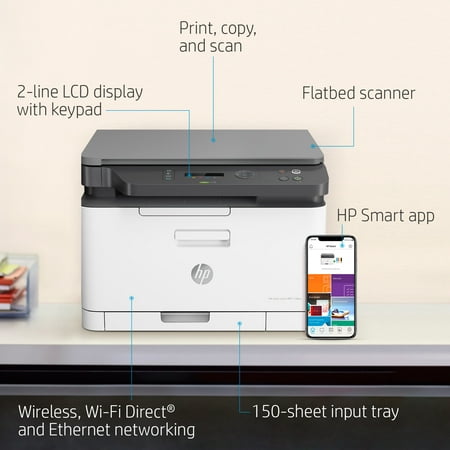 HP MFP 178nw Wireless All-in-One Color Laser Printer (4ZB96A)