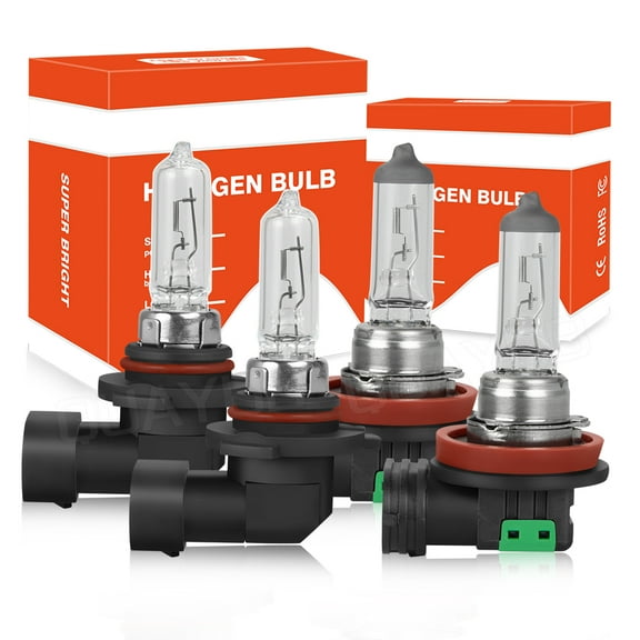 For Dodge RAM 1500 2500 3500 4500 2013 2014 2015 QUAYUB Halogen Headlight Bulbs 9005 High Beam H11 Low Beam 3200K Warm yellow 65/55w 4x