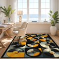 thumbnail image 3 of Design&I 8'x10' Washable Area Rug Extra Large Skid-Resistant Low Profile Record Vintage Music Vinyl Disc Guitar Musical Notes Cd Shape for Living Room, Family, 3 of 7