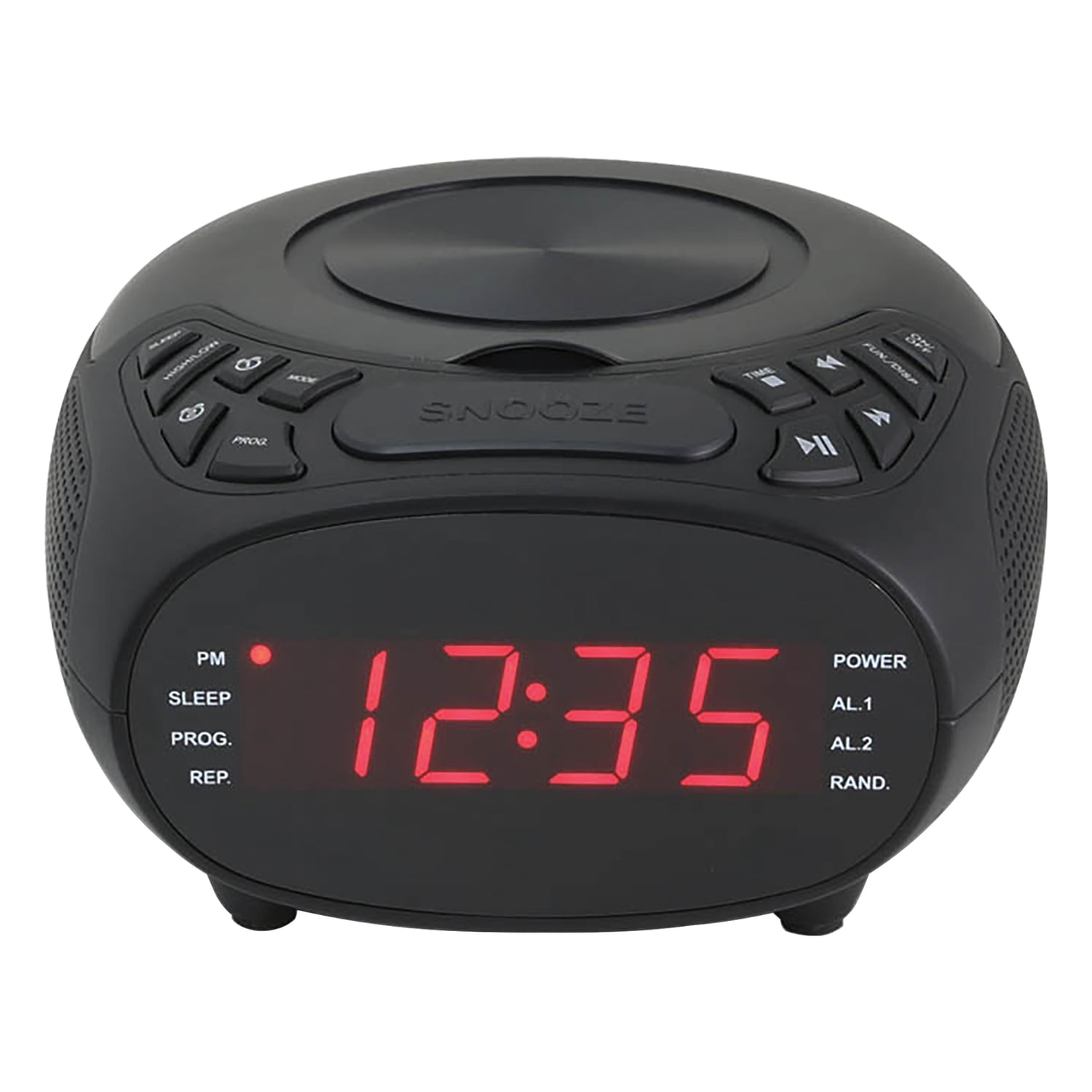GPX Dual-Alarm CD/FM Clock Radio with 0.9-In. LED Display, Black, CC318BPT