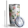 thumbnail image 2 of 20oz Tumbler with Lid and Straw Stainless Rose Pink Flowers Steel Vacuum Insulated Water Coffee Tumbler Cup, Double Wall Vacuum Insulated Travel Mug Reusable Tumblers for Ice Drinks, Hot Beverage, 2 of 7