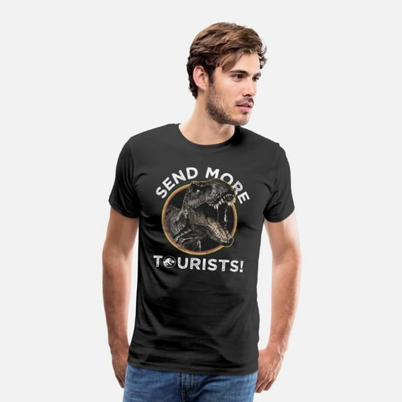 Dinasour T-Rex Send More Tourists T-Shirt 100% Cotton , Full Sizes S-5XL