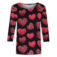 thumbnail image 4 of TrendVibe365 Pink 3/4 Womens Shirts Casual Valentines Womens Tops Round Neck Polyester Casual Love Heart Printed Lover Gift Blouse Tops for Valentines Gifts L, 4 of 4
