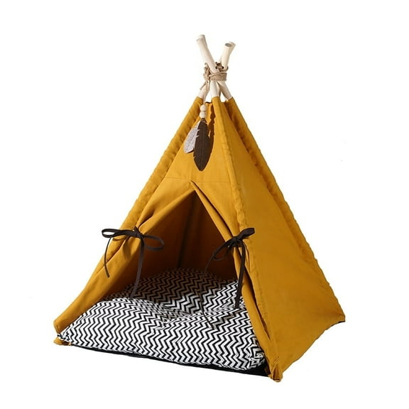 Zeze Scandi-Style Pet Tent in Sunset Yellow – Cat House with Removable Cushion, Half-Enclosed Design for Privacy & Comfort