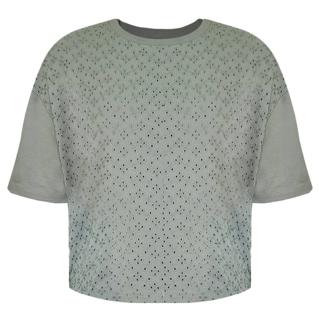 GEORGE G BLUSA CR MC EYELET SAGE M