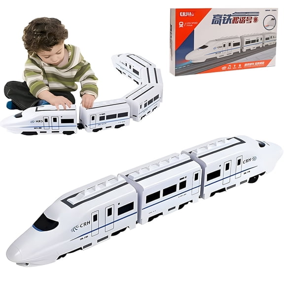 BESTSKY Electric Universal Simulation High Speed Railway Train Toy, with Lights and Sounds, Smart Avoidance, Removable Compartment, Easter Birthday Gift for Kids