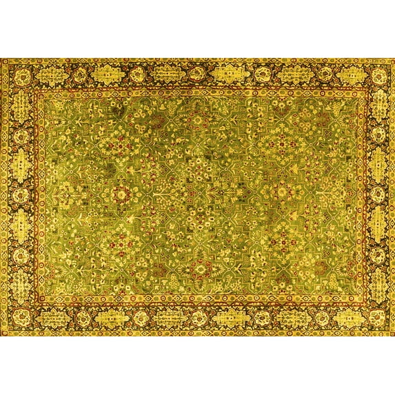 Ahgly Company Indoor Rectangle Animal Yellow Traditional Area Rugs, 3' x 5'