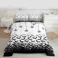 thumbnail image 3 of Manfei Halloween Bat Print Full Size Comforter Sets, Spider Web Pumpkin Bedding Comforter Set, White Black Cartoon Reversible Bedding Sets, Microfiber Bedroom Decor, 3 Pieces, 3 of 9