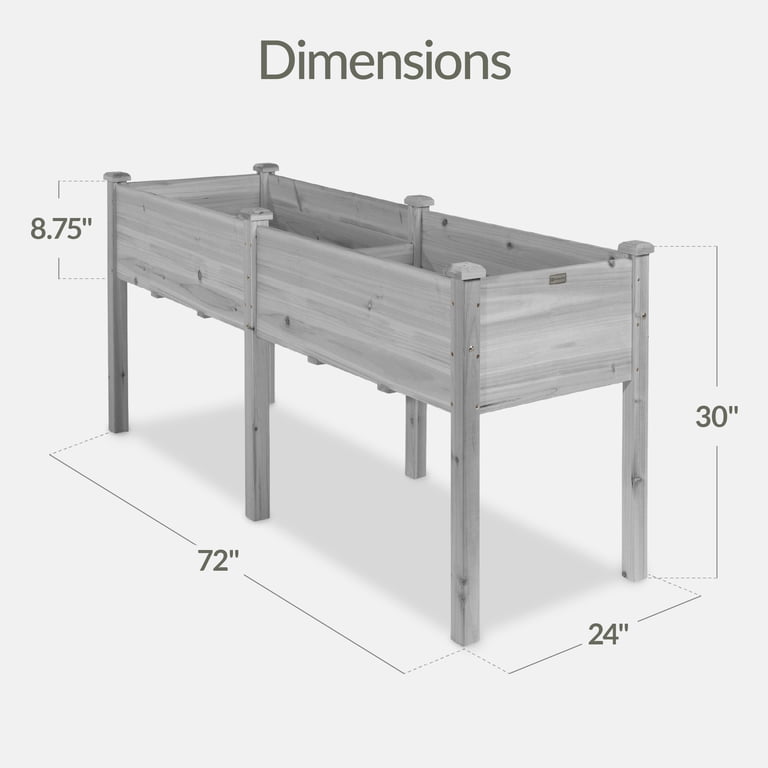 Best Choice Products 72x24x30 in Elevated Wood Planter with Divider photo 2