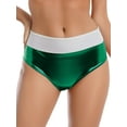 thumbnail image 3 of YiZYiF Women Shiny Metallic Briefs High Waist Dance Booty Shorts for Rave Dance Music Festival Shows Green M, 3 of 5